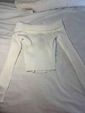 Edikted Ribbed Knit Top - White with Pink Tag